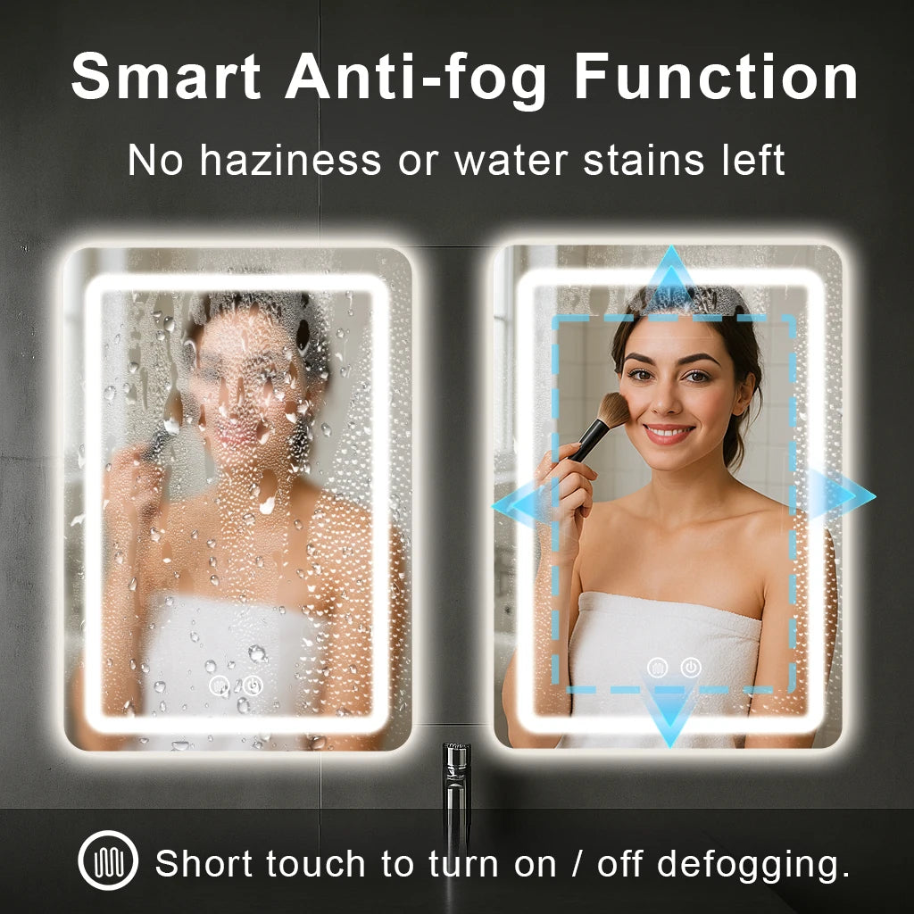 MYGIIVOVO LED Backlit Fogless Wall Mounted Vanity Mirror Demister