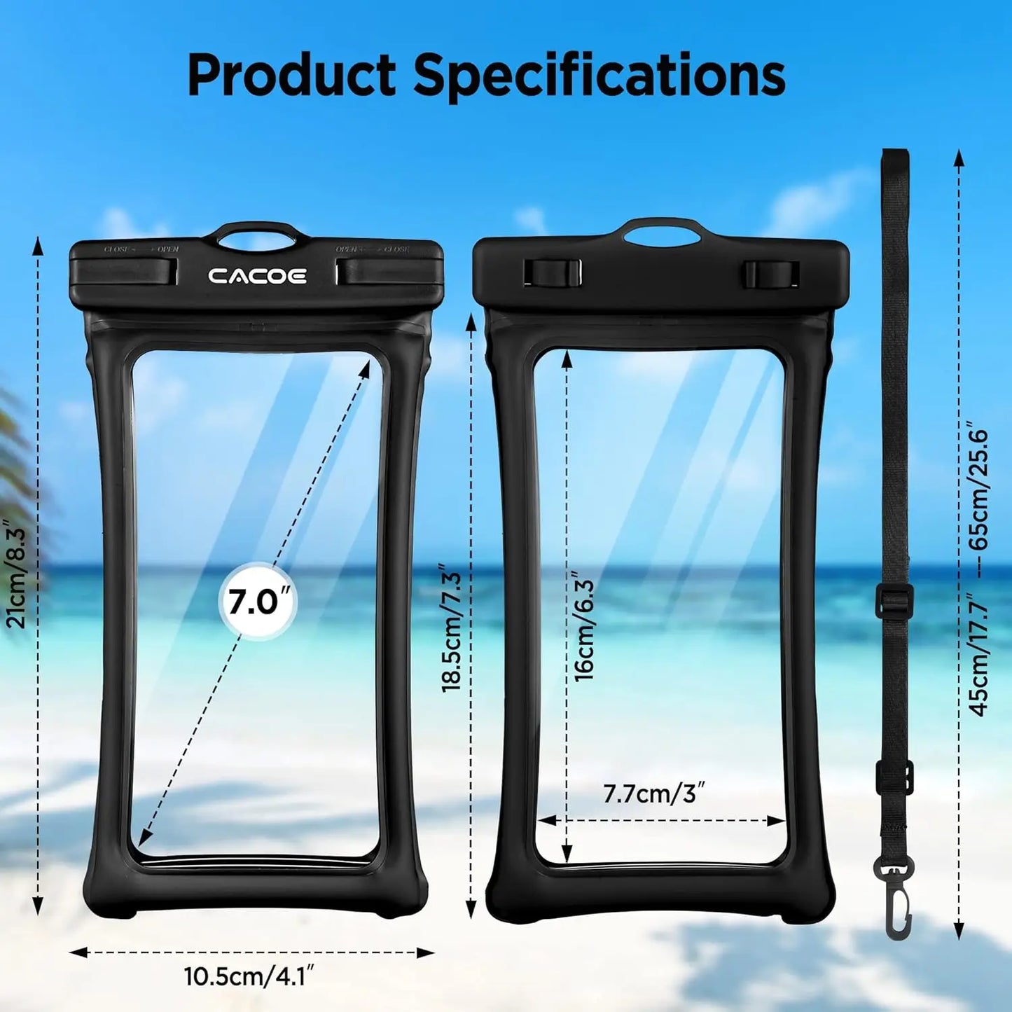 Universal Waterproof Phone Case 2 Pack With Floating Lanyard