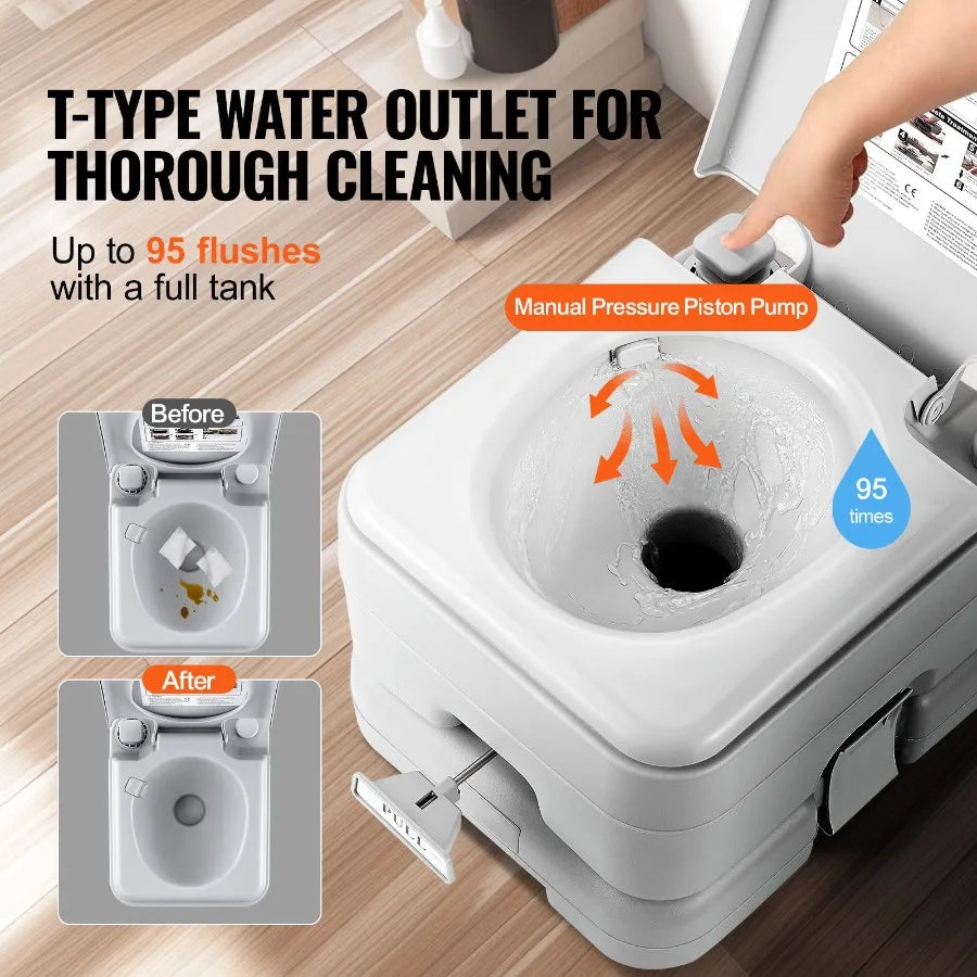 Portable camping toilet with carry bag, 3.2 gal waste tank, push-button flush by S And B Enterprise