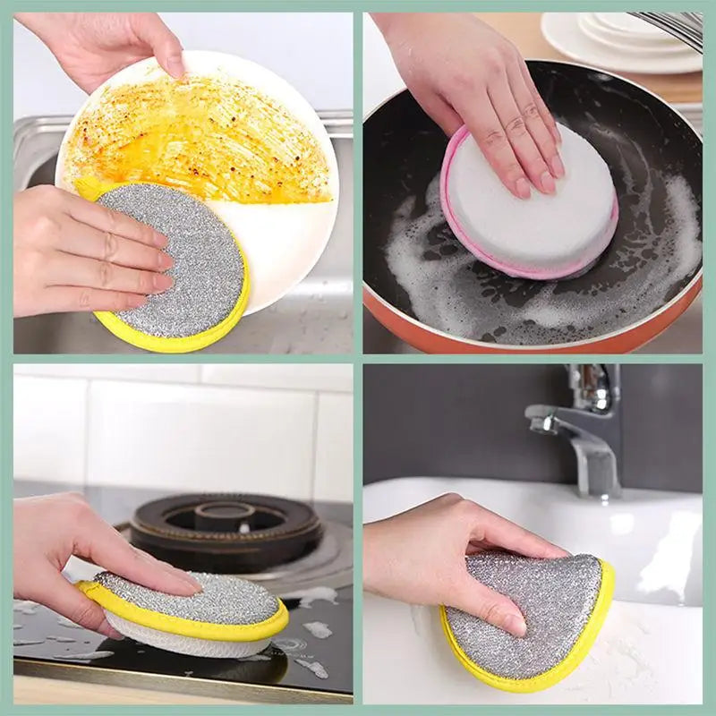 10/5/3PCS Double Side Dishwashing Sponge Dish Washing Brush Pan Pot Dish Wash Sponges Household Cleaning Reusable Kitchen Tools by S And B Enterprise