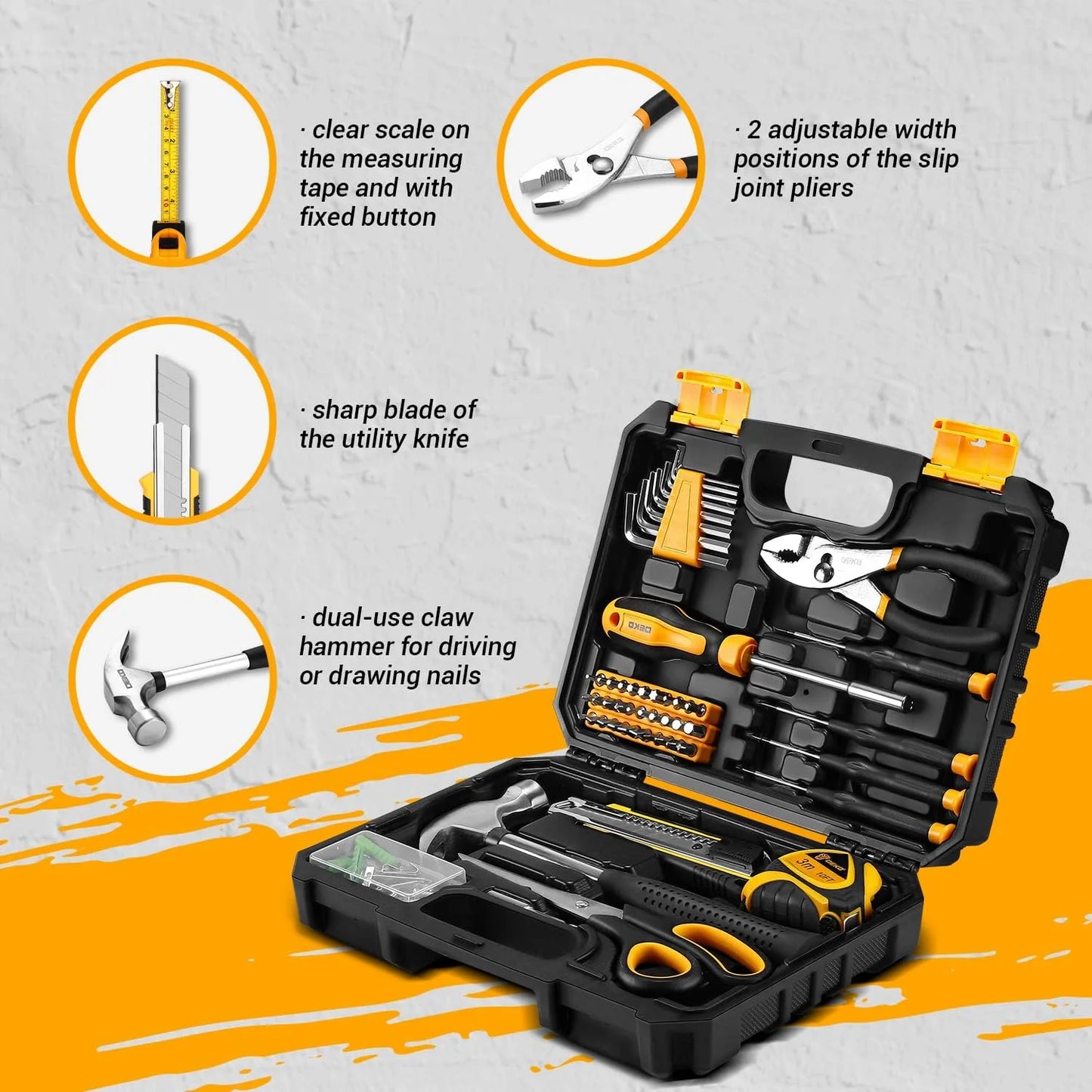 DEKODIY General Household Tool Kit With Plastic Toolbox