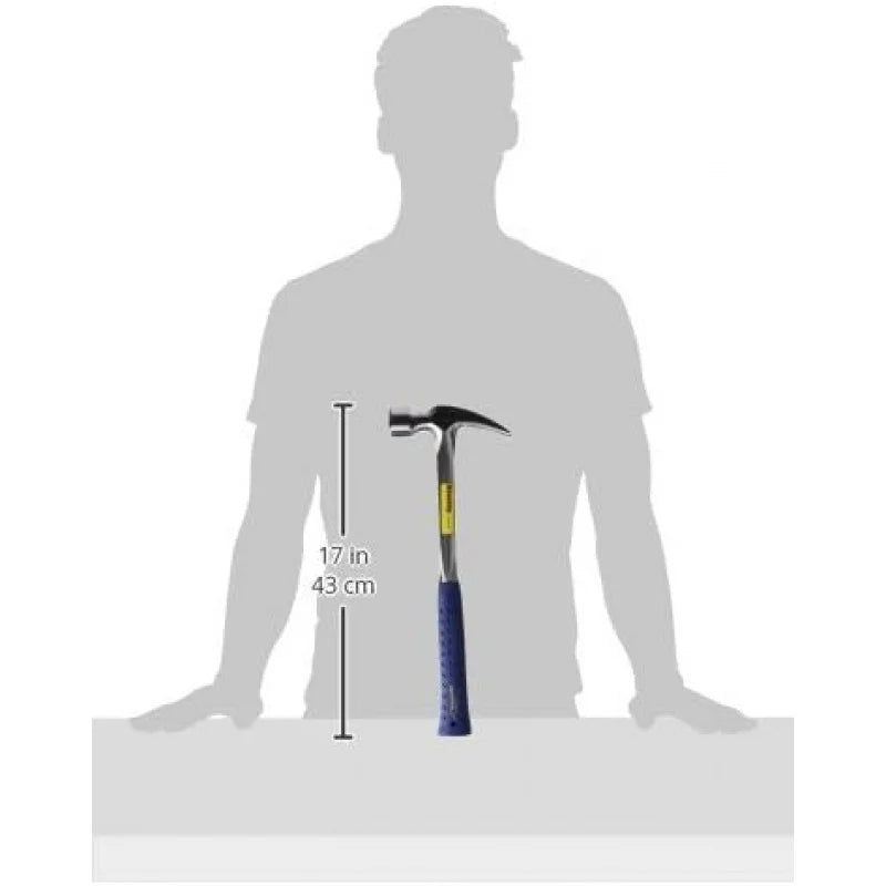 Framing hammer, 30 oz long-handle straight rip-claw with milled face and shock-reduction grip by S And B Enterprise