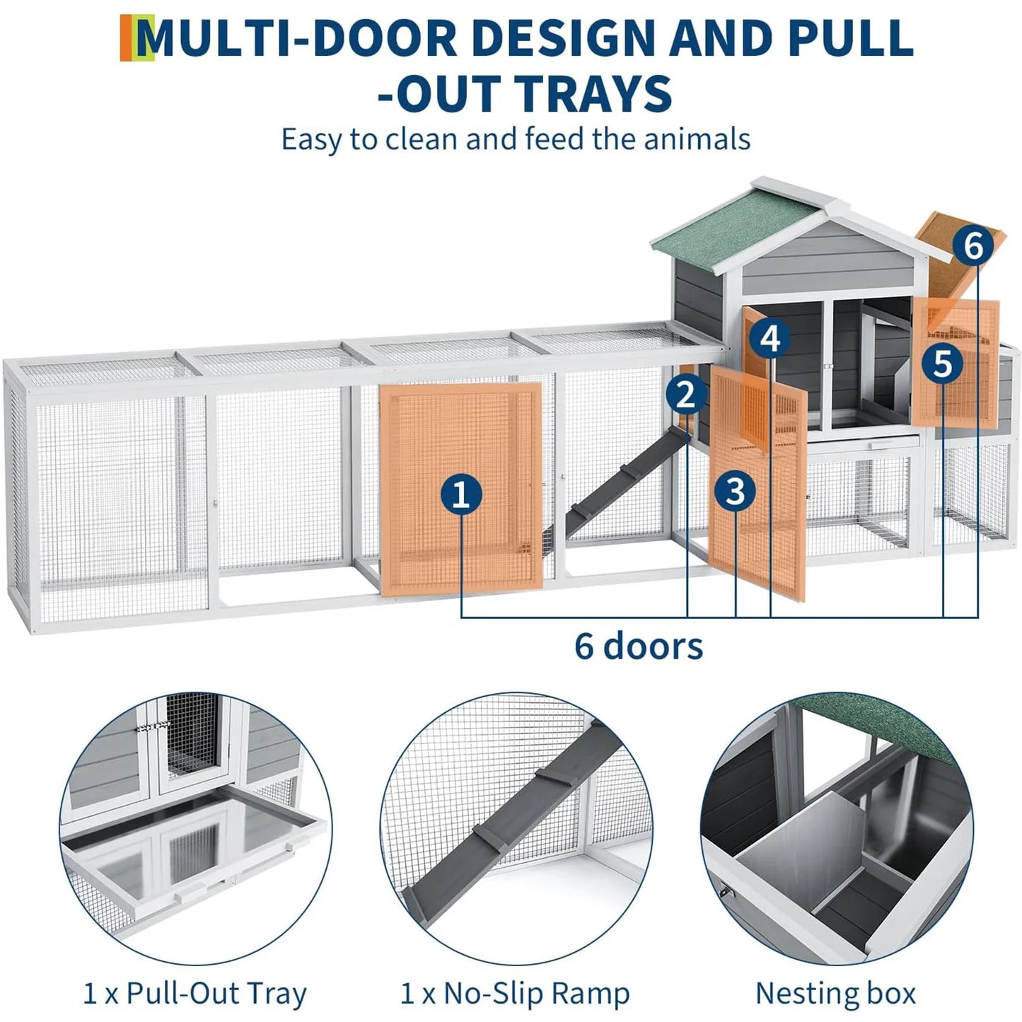 HiMISS Weatherproof Wooden Chicken Coop With Run For MultiPet Poultry