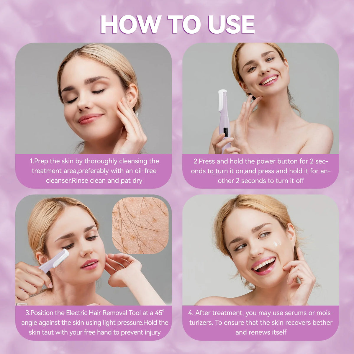 S And B Enterprise Sonic Dermaplane Razor for women's peach fuzz removal, lavender device with replaceable blades