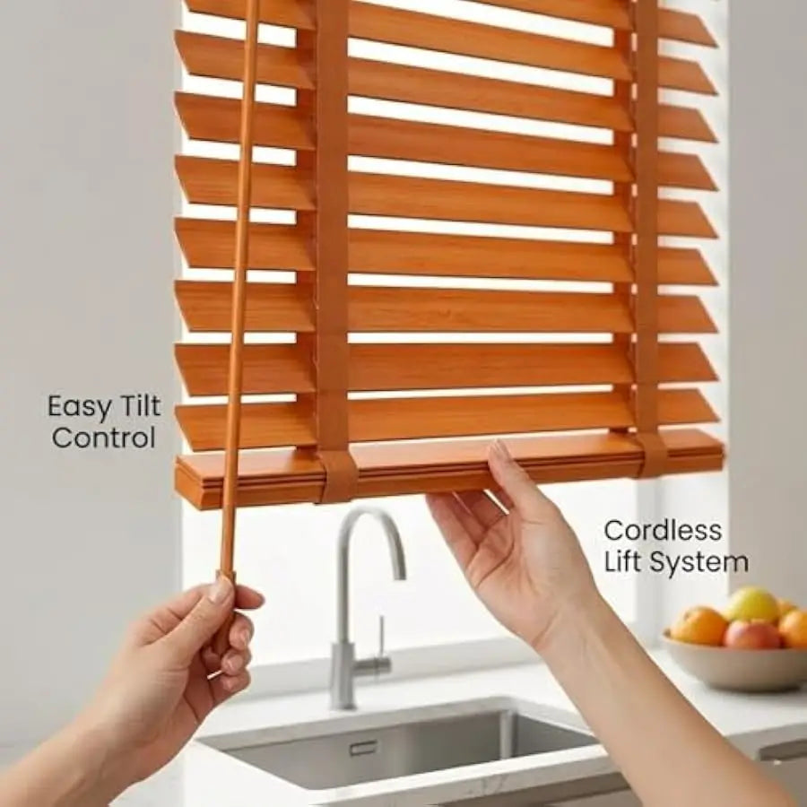 2" Real Wood Blinds Cordless 35x36in 35x48in 35x 60in, Horizontal Window Blinds for Kitchen Bathroom, Privacy Room Darkening Woo by S And B Enterprise