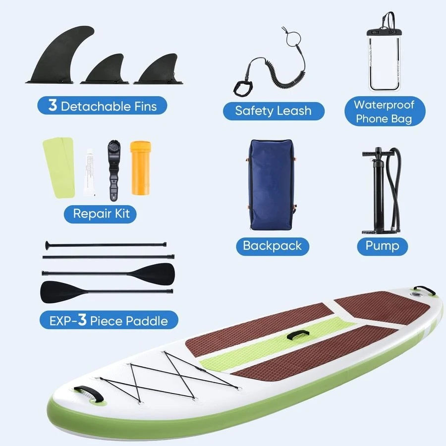 Inflatable Paddle Board With 2in1 Adjustable Paddle And Accessories