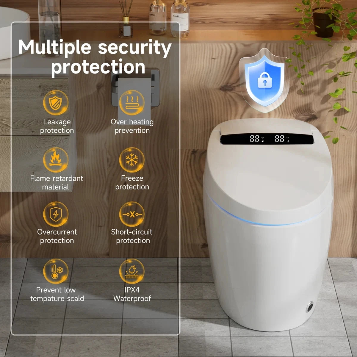 Smart Toilet With Tankless Bidet Wash And Auto Open Lid Dual Flush by S And B Enterprise