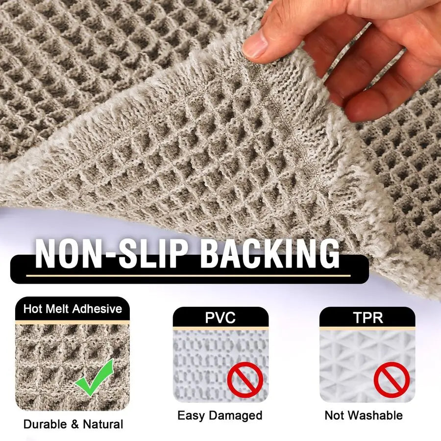 Waffle Bath Mat Super Absorbent Non Slip Rug Machine Washable