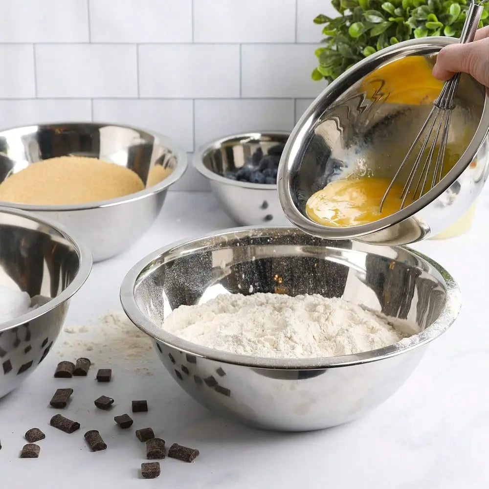 Stainless Steel Nesting Mixing Bowls Five Piece Set by S And B Enterprise