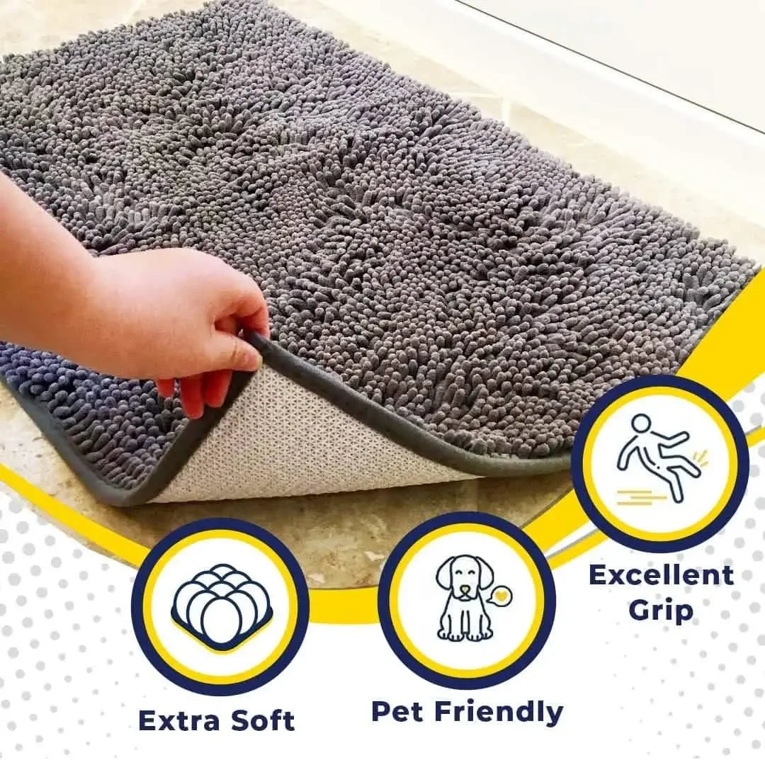 Original Muddy Mat gray microfiber doormat with non-slip backing; pet-friendly, indoor/outdoor front door entryway