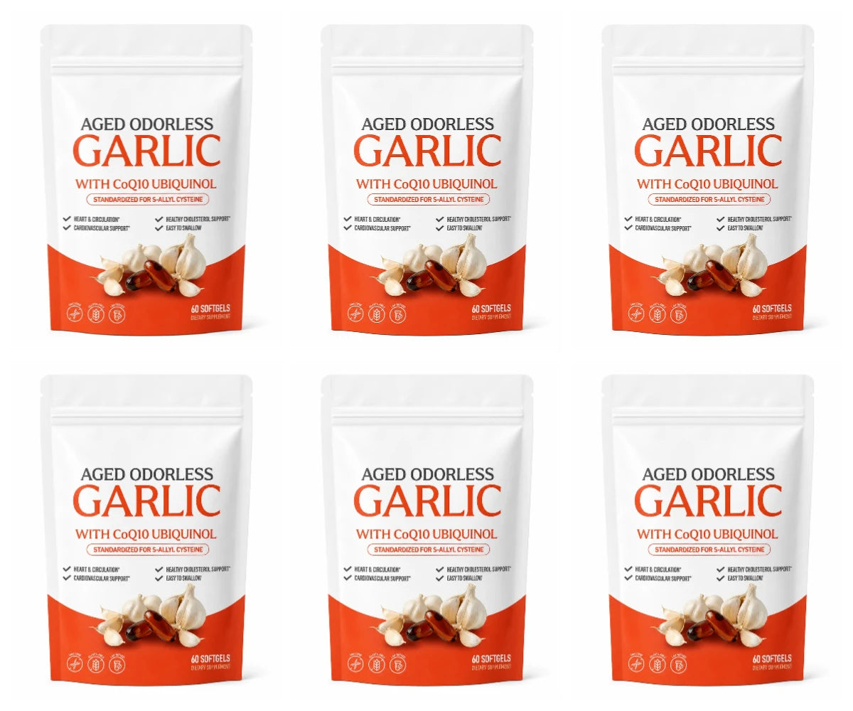 Odorless Aged Garlic Extract Softgels, 600mg AGE with 50mg CoQ10 Ubiquinol, Standardized S-Allyl Cysteine, Lifestyle, 60 Count