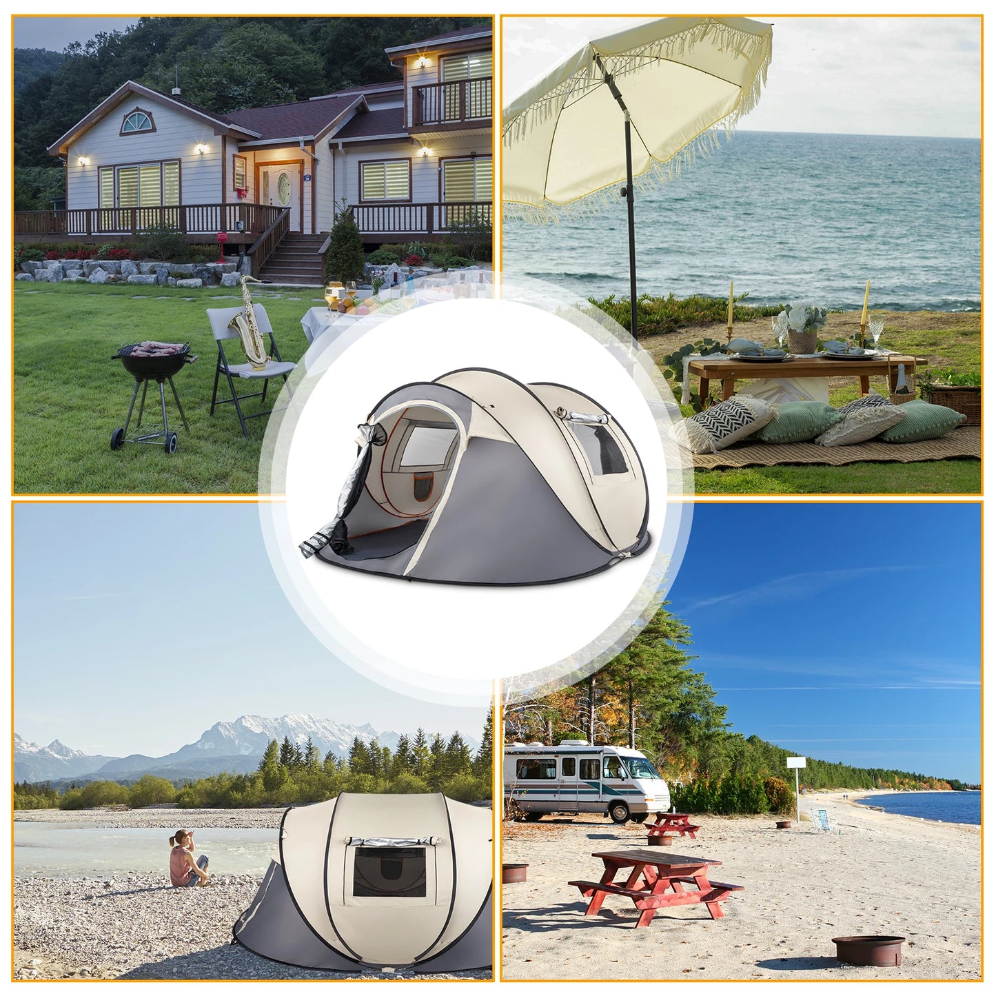 Pop Up Tent Instant Setup For Family Camping Waterproof