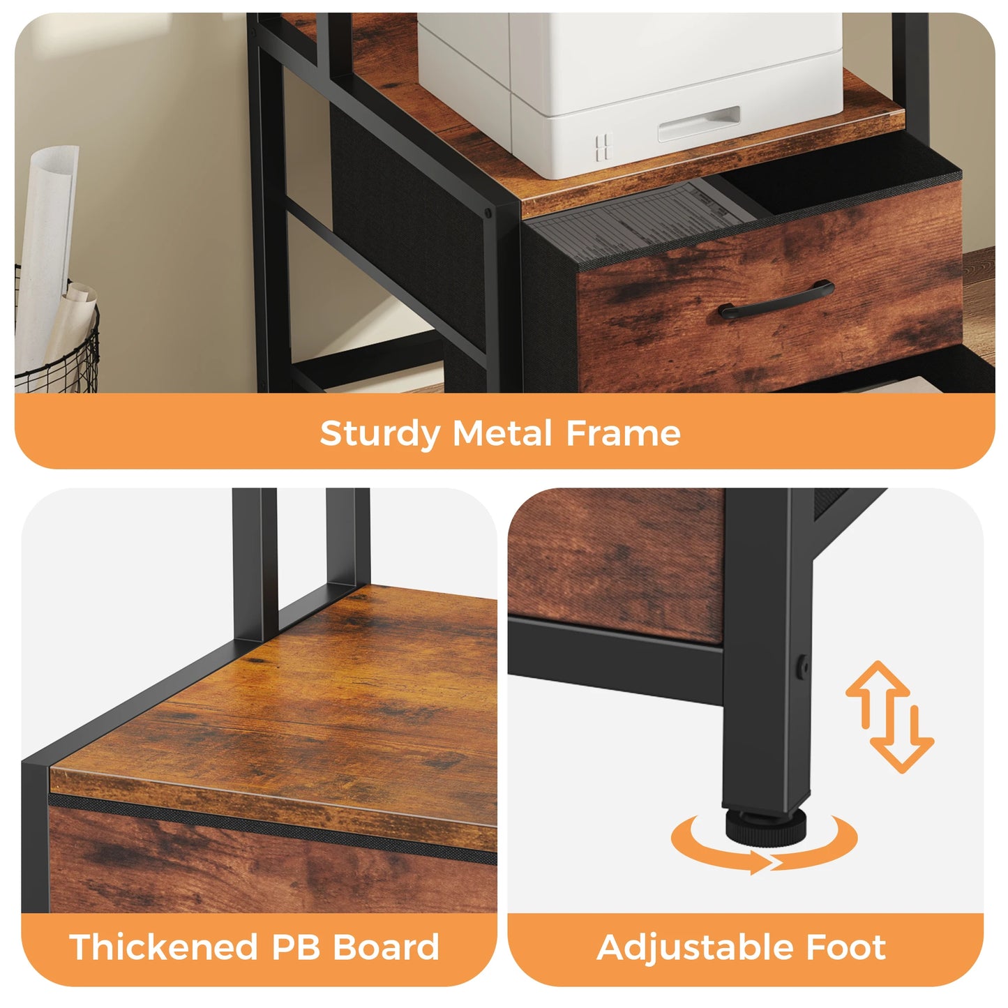 JHK Gaming Computer Desk With LED Lights And Drawers