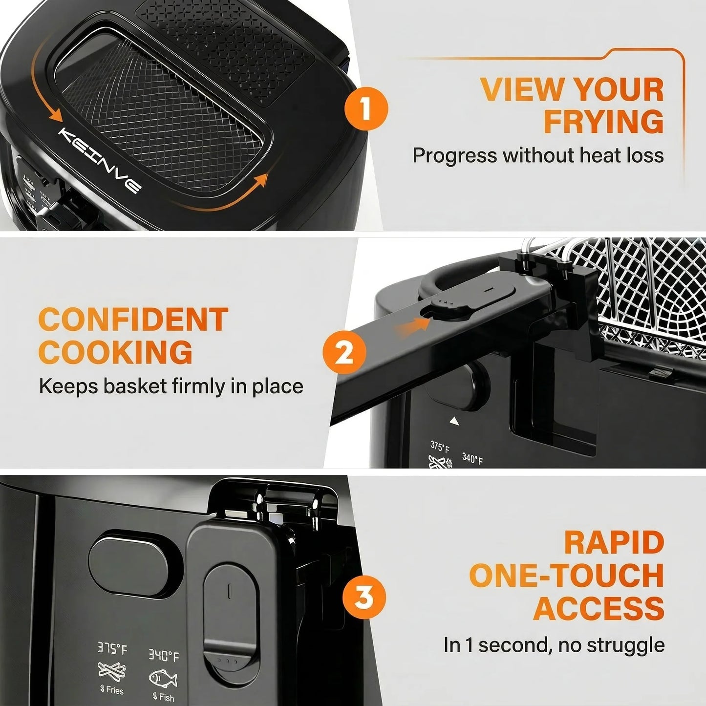 CACHOO 1600W Electric Deep Fryer With Adjustable Temperature