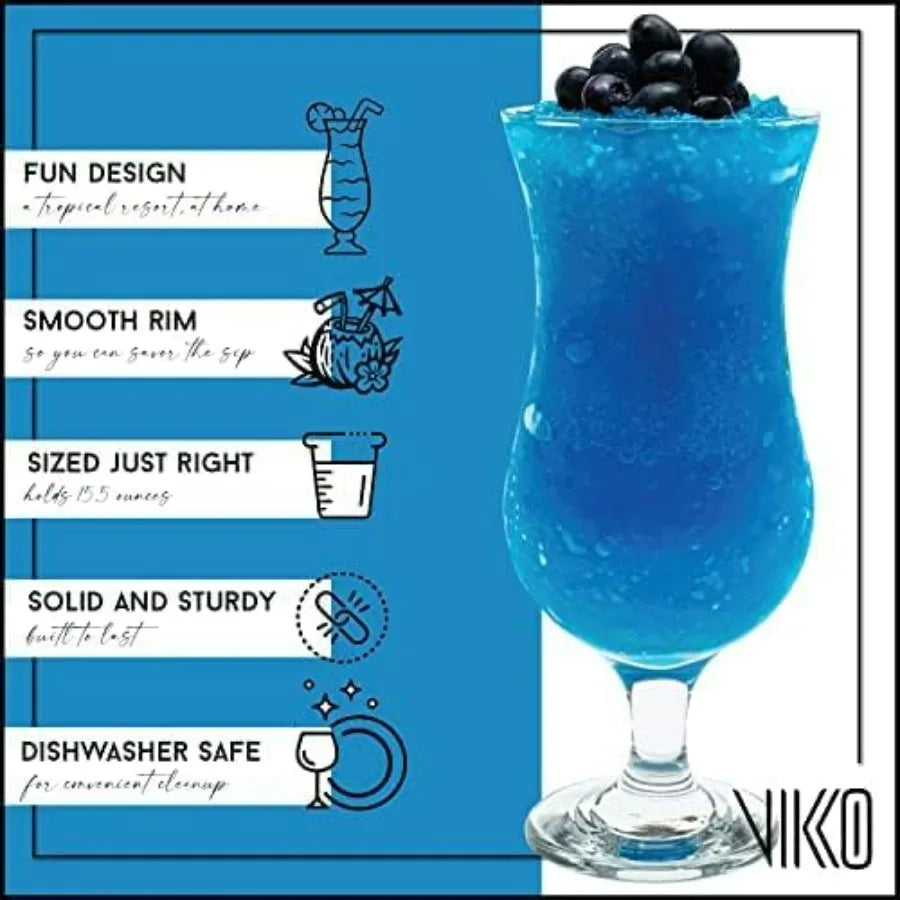 NONEDrinkware Hurricane Glasses Set Of 12 Pina Colada Glasses Dishwasher Safe