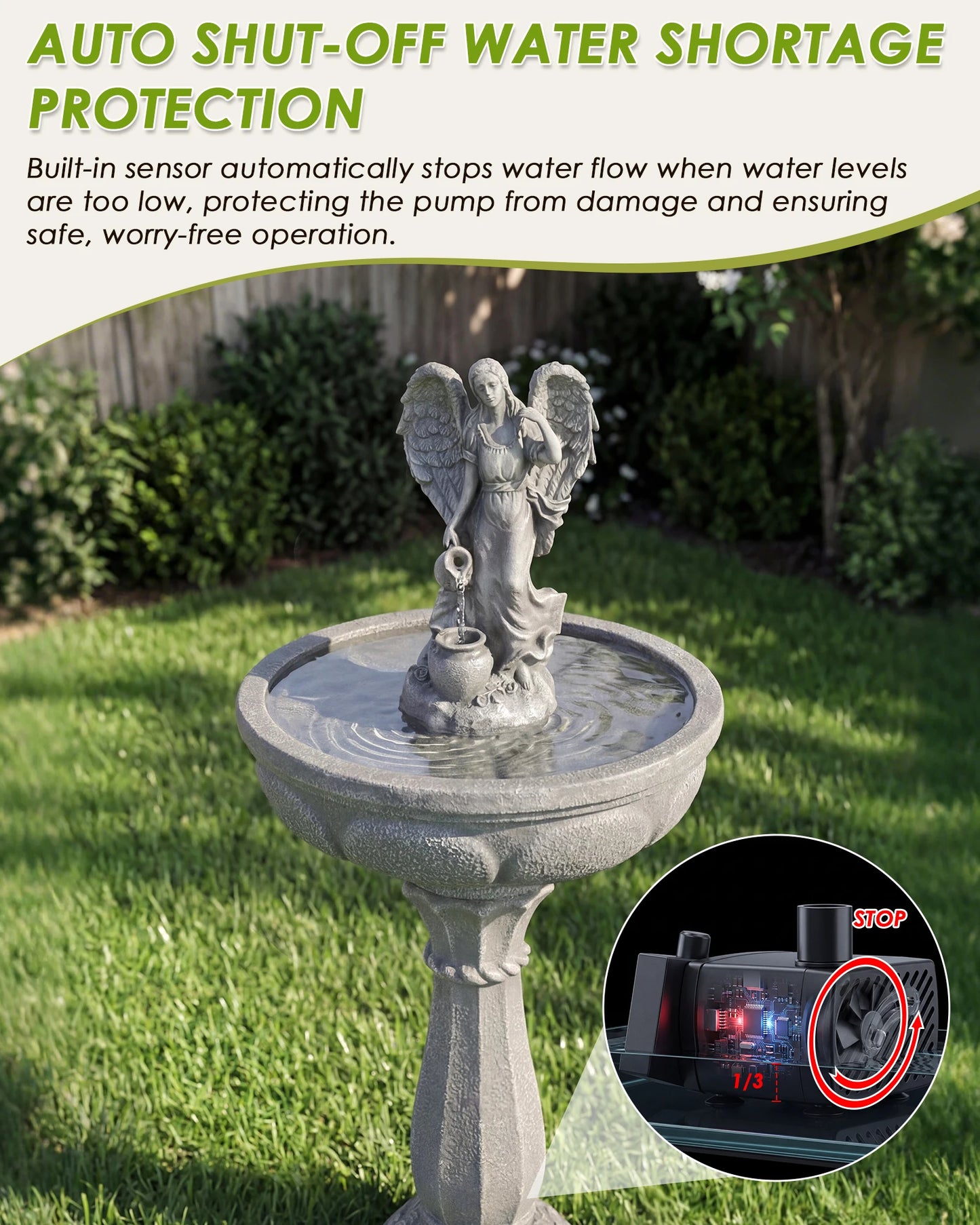 Outdoor Water Fountain, 37" High Cascading Waterfall Fountain with Whisper-Quiet Pump, Large Cascading Freestanding Resin Founta by S And B Enterprise
