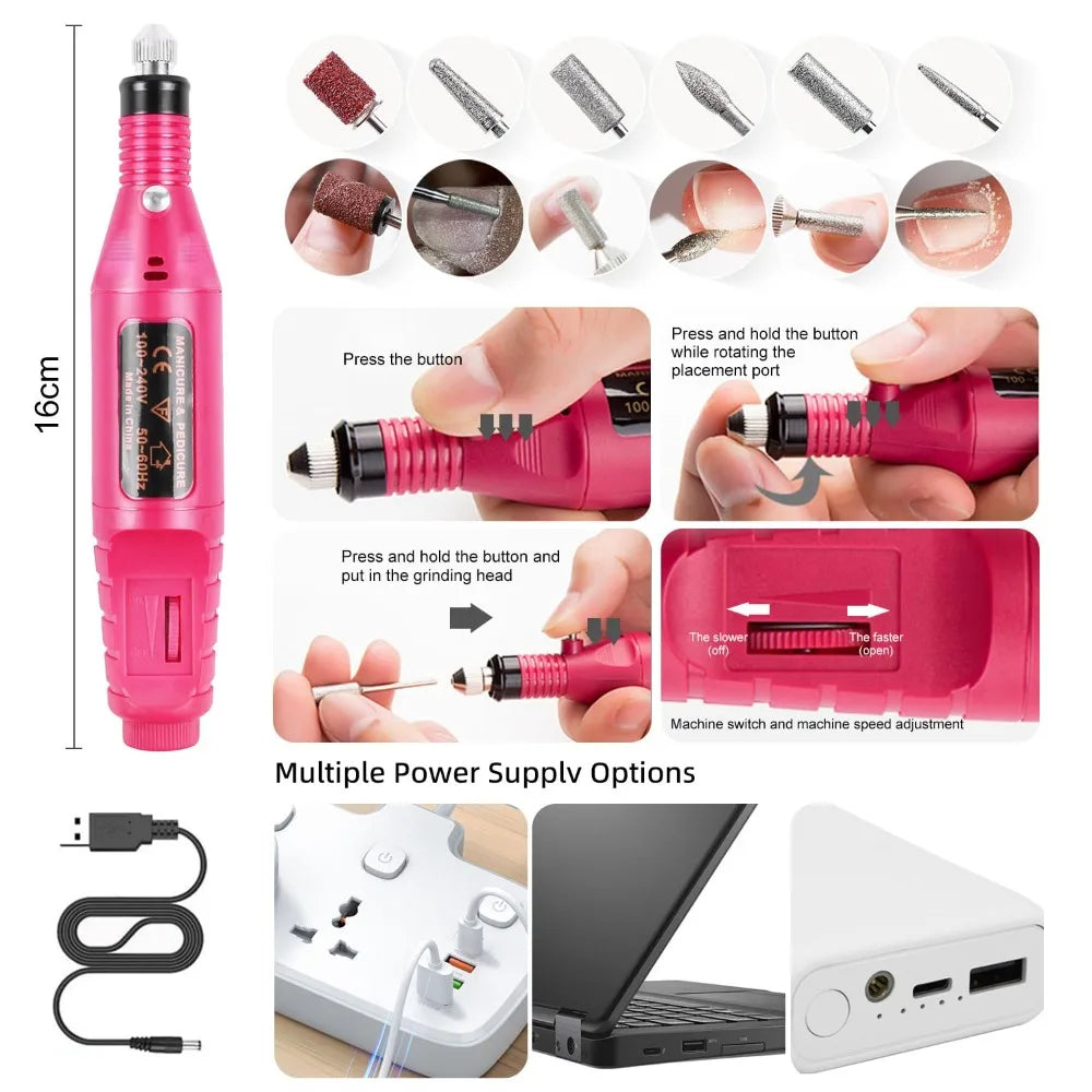 Acrylic Nail Kit With Drill And UV Light Starter Set