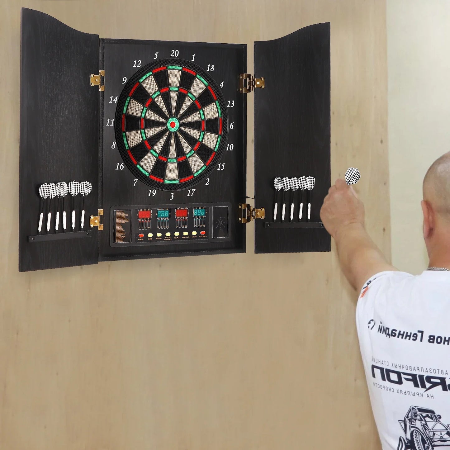 Dartboard Cabinet Set Dart Board Electronic Scoreboard Dart Machine Cabinet by S And B Enterprise