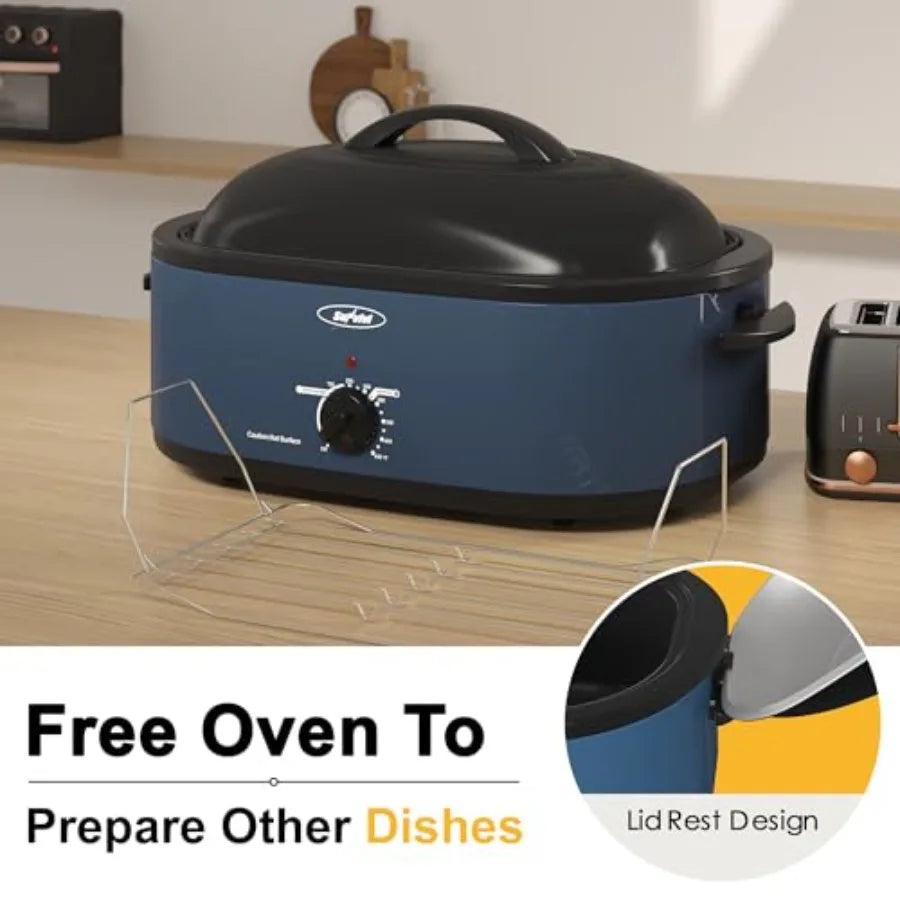 SHXI Electric Roaster Oven With Viewing Lid Removable Pan Rack