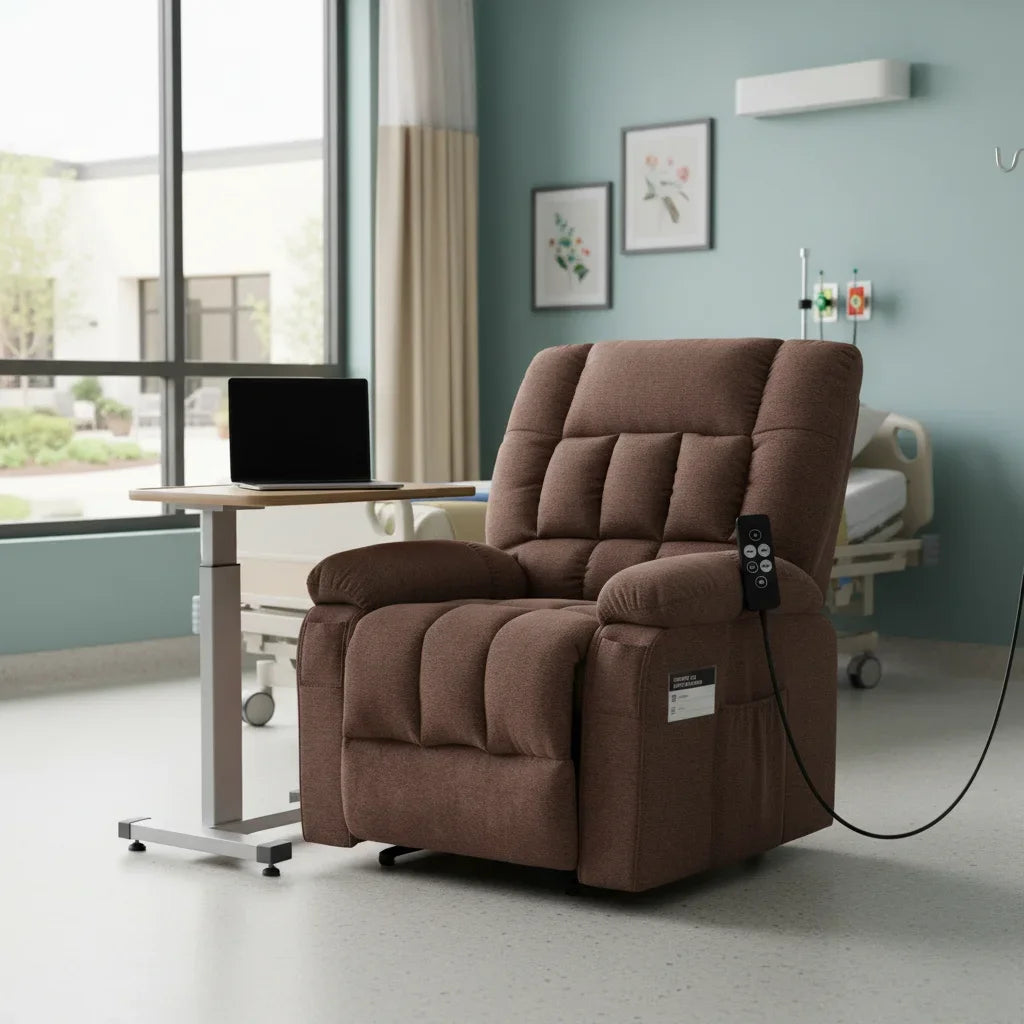 Power Lift Recliner Chair With Massage And Remote Side Pockets