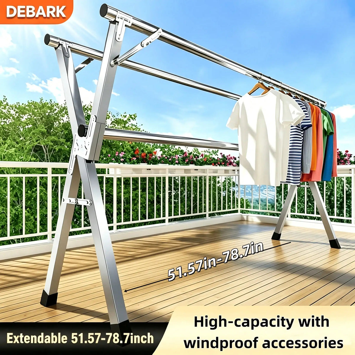 Foldable stainless steel clothes drying rack by S And B Enterprise with adjustable height for indoor and outdoor use