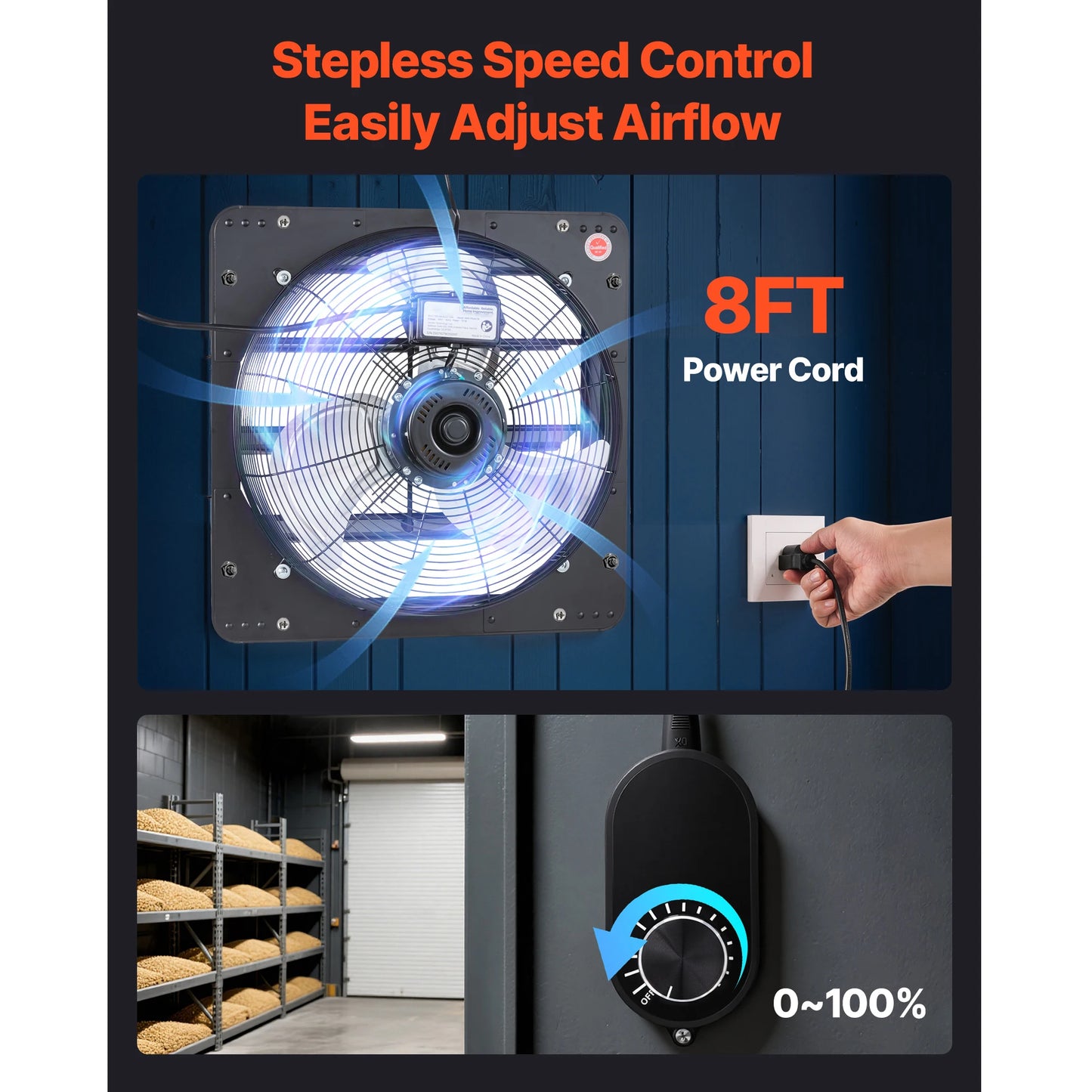 Wall Mounted Shutter Exhaust Fan With Variable Speed Controller Greenhouse