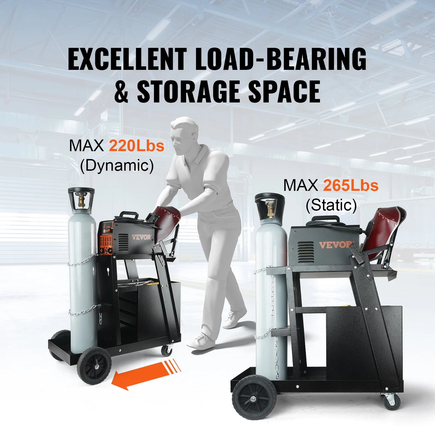 SucceBuy Welding Cart With 4 Drawers And Tank Storage