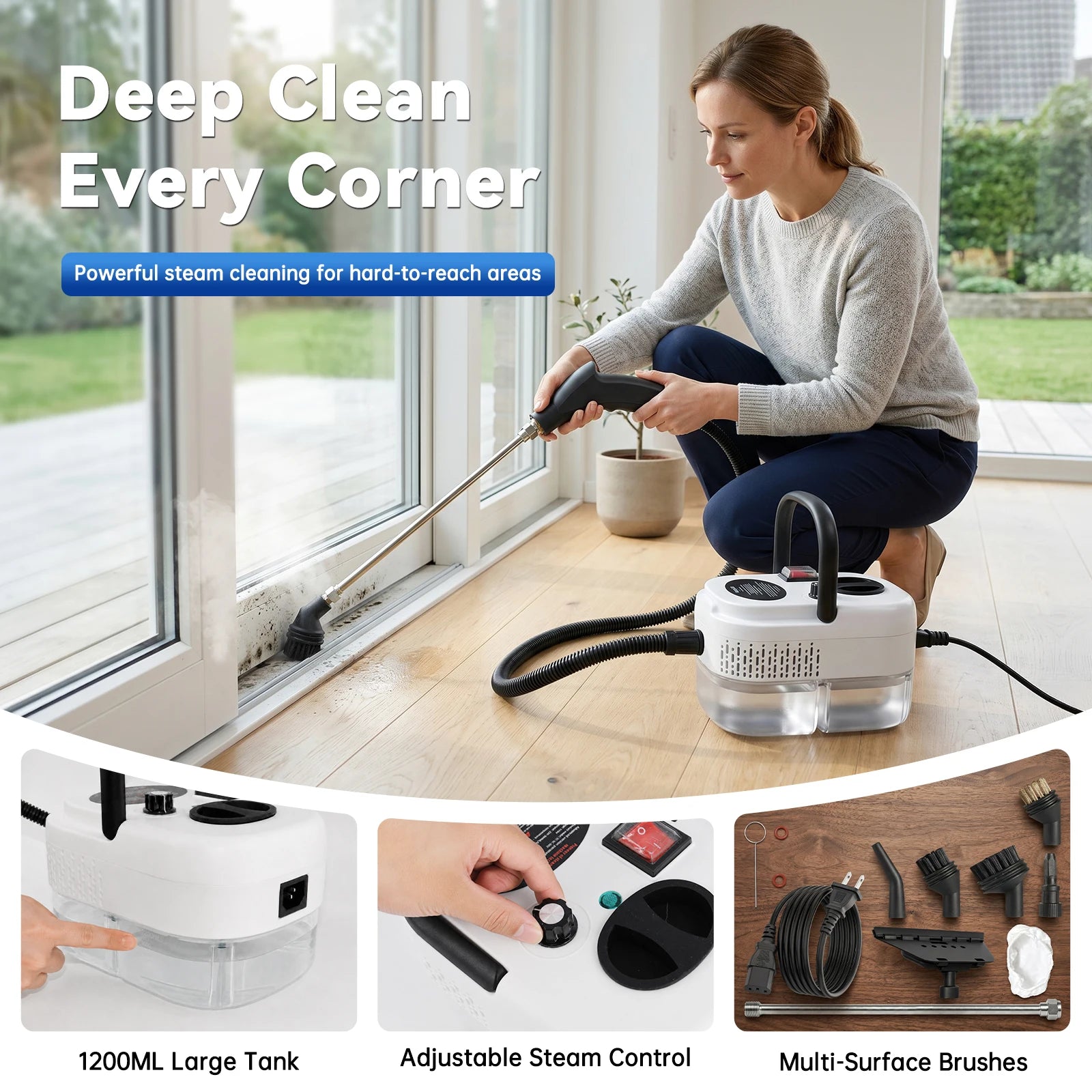 2500W Handheld Steam Cleaner With Accessories 110V US Plug by S And B Enterprise