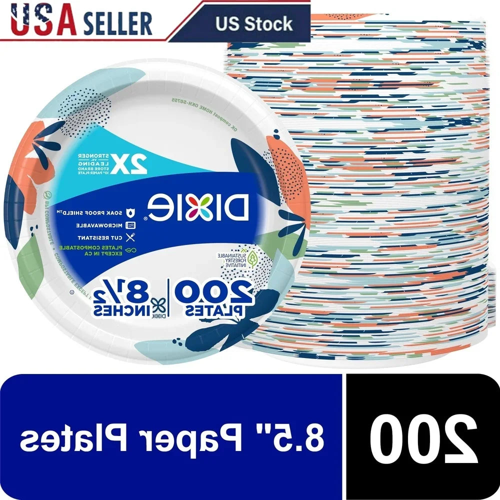 Disposable Paper Plates Compostable Microwave Safe Leak Resistant Party Picnic