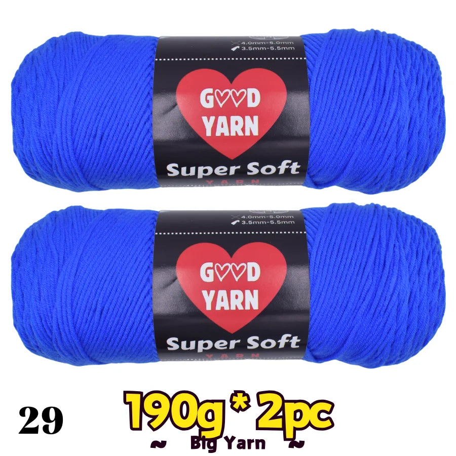 Blue velvet yarn balls, two skeins (400g total), Good Yarn brand, super soft thick crochet knitting yarn