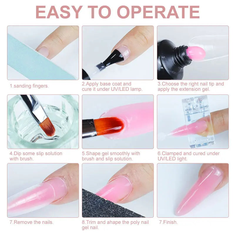 Poly Extension Gel Nail Set 8Pcs 15ml Fast Builder Gel