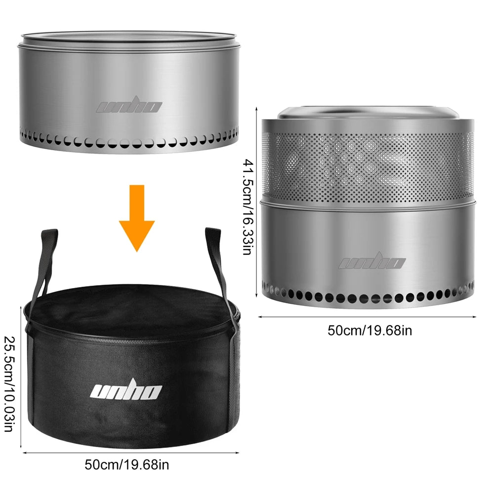 Smokeless Fire Pit For Wood Burning Stainless Steel Camping Stove