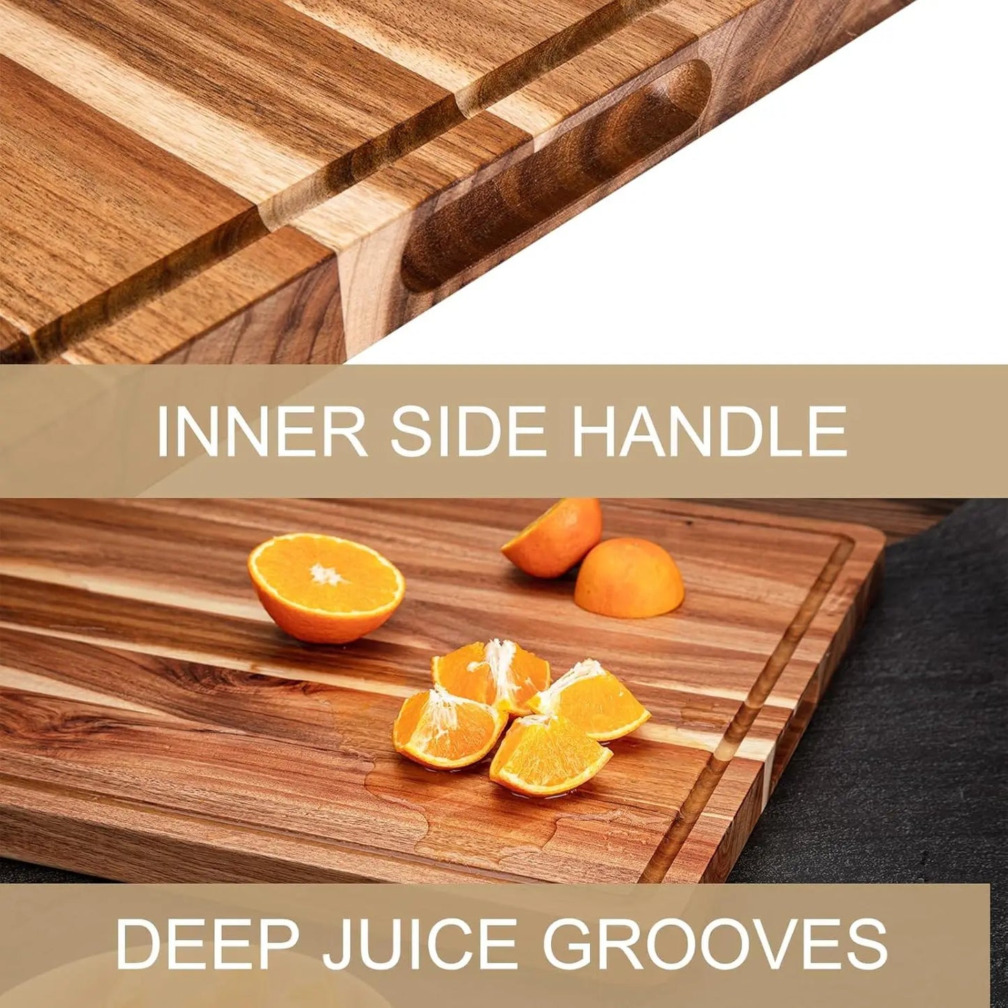 Kitchen Extra Large Wood Cutting Board with Juice Groove and Handle Reversible Charcuterie Butcher Block 24 x 18 x1.2 in by S And B Enterprise