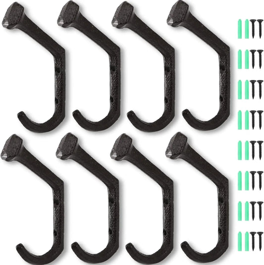 Rustic Cast Iron Wall Mounted Coat Rack With Hooks by S And B Enterprise