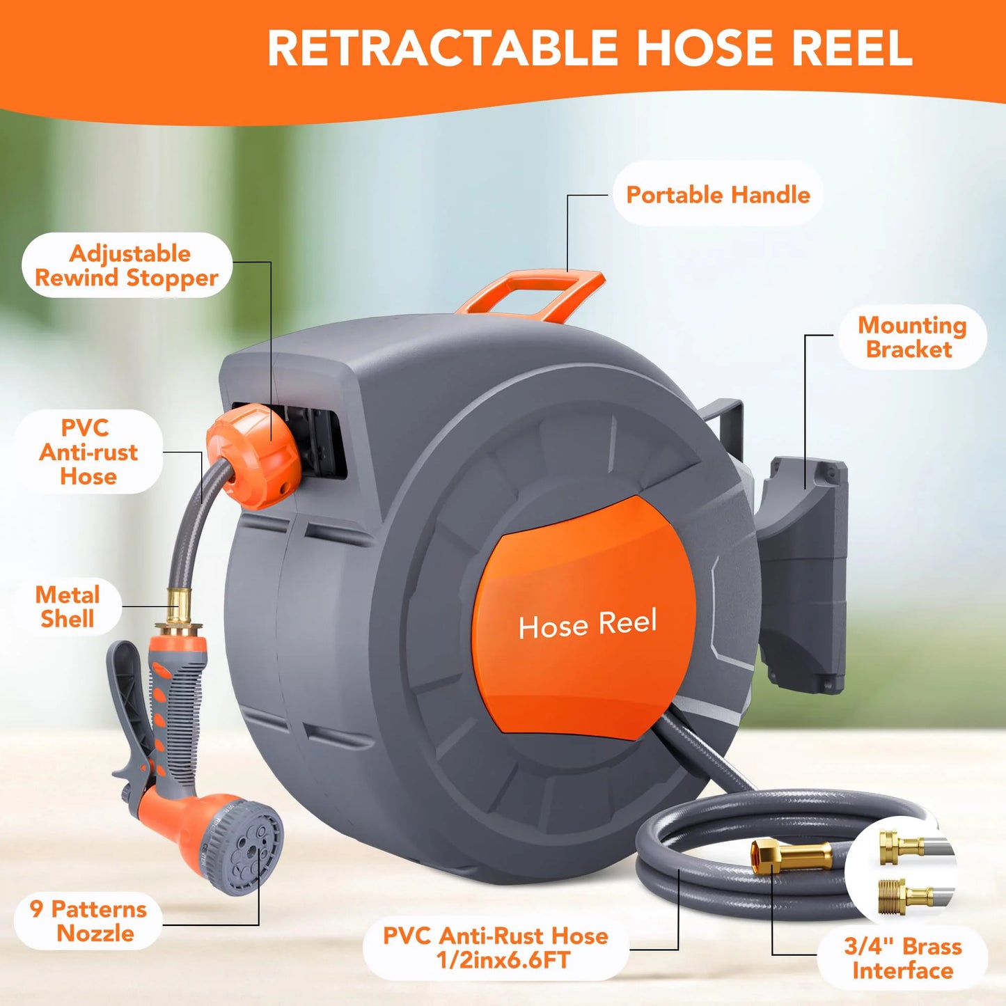 HiMISS Wall Mounted Retractable Garden Hose Reel Auto Rewind by S And B Enterprise