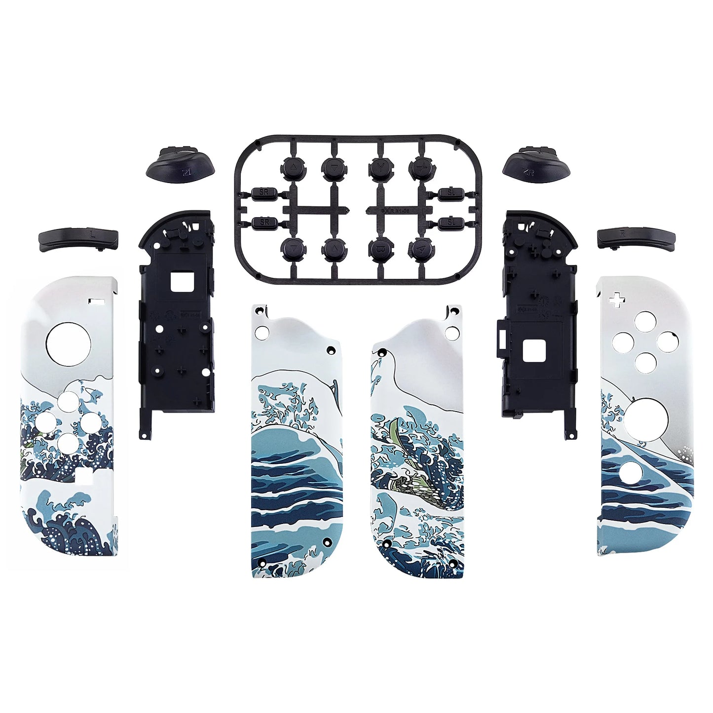 eXtremeRate Custom Patterned Controller Housing Shell Case with Full Set Buttons for NS Switch JoyCon & OLED Joycon - Wood Grain by S And B Enterprise