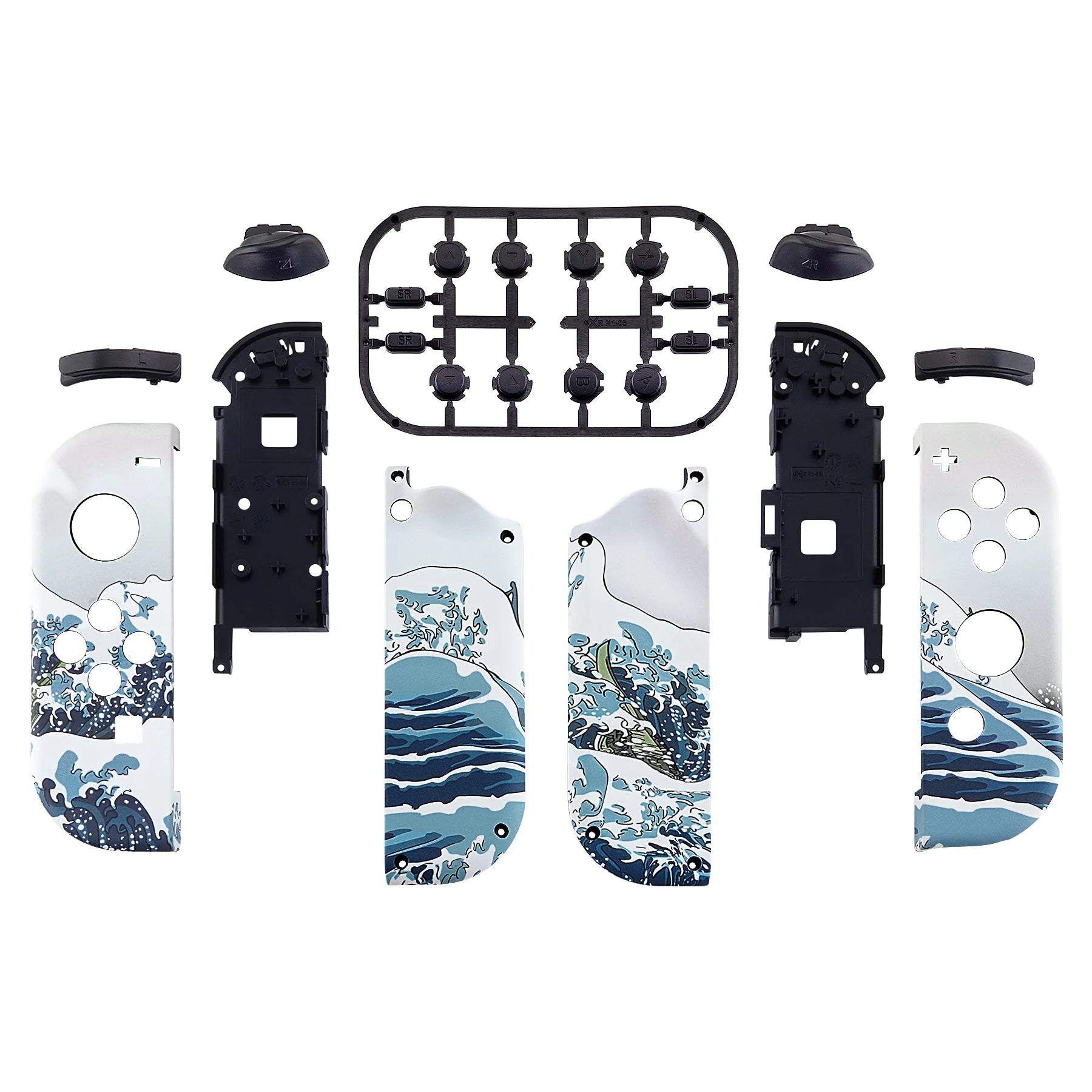 eXtremeRate Custom Patterned Controller Housing Shell Case with Full Set Buttons for NS Switch JoyCon & OLED Joycon - Wood Grain by S And B Enterprise