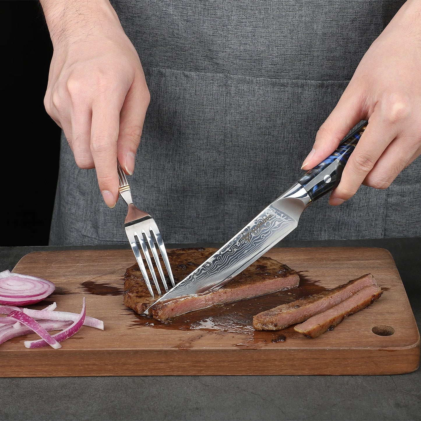 SANMUZUO Damascus Steel 4-Piece Steak Knife Set Ultra Sharp