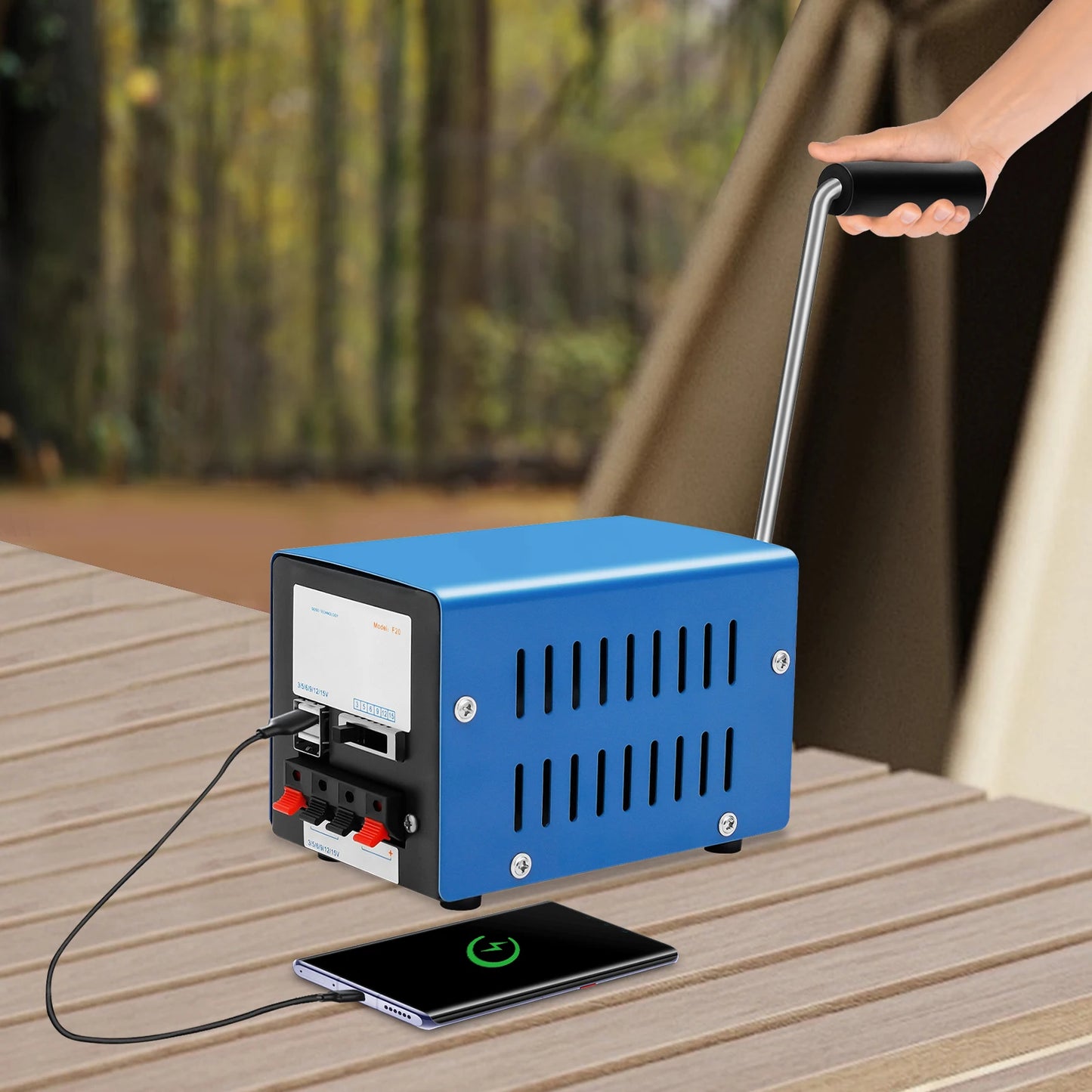 20W Portable Hand Crank Generator USB Charger For Camping