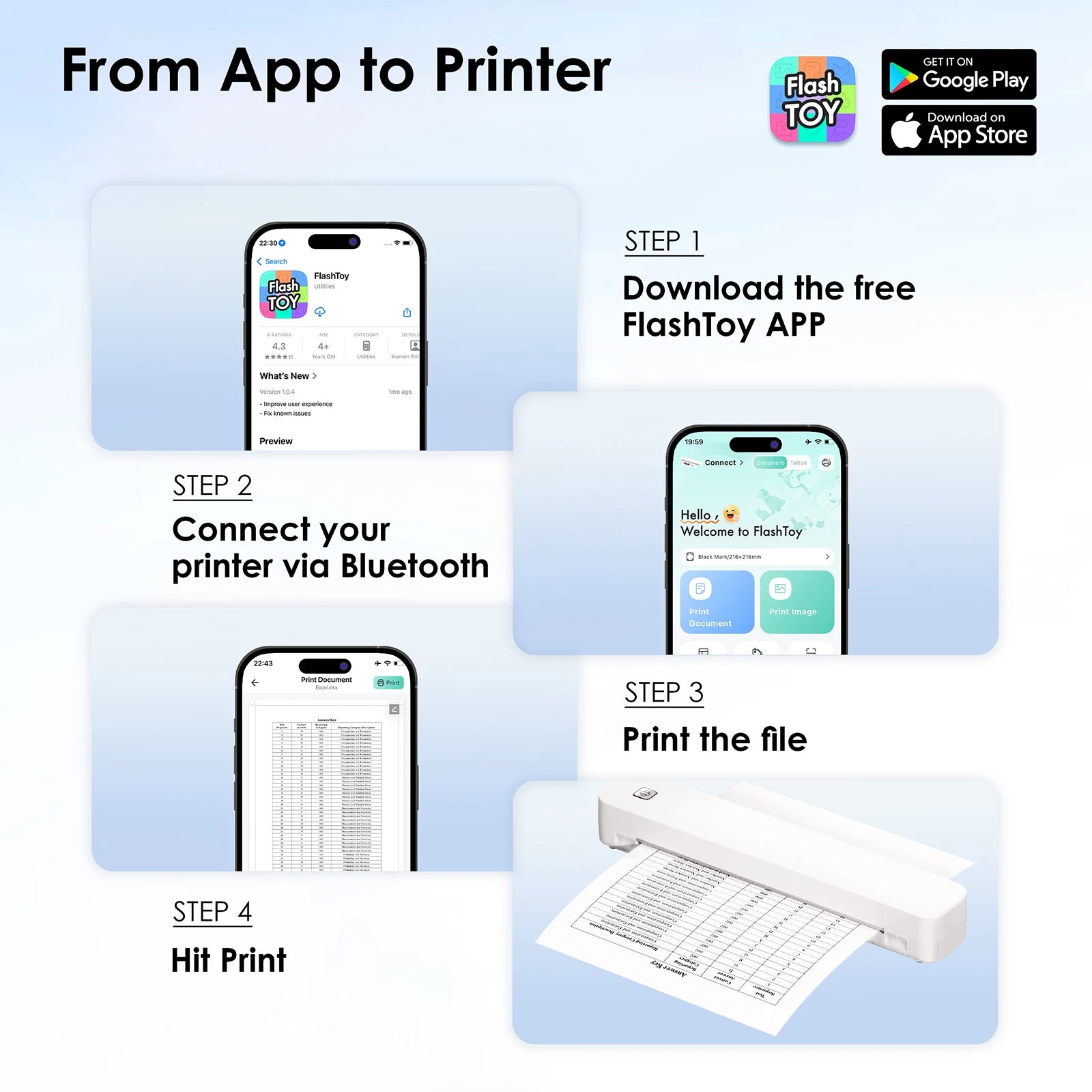 Mini Portable A4 Thermal Printer Desktop Inkless Photo PDF Document Printer for Office Home Travel HD Printing by S And B Enterprise