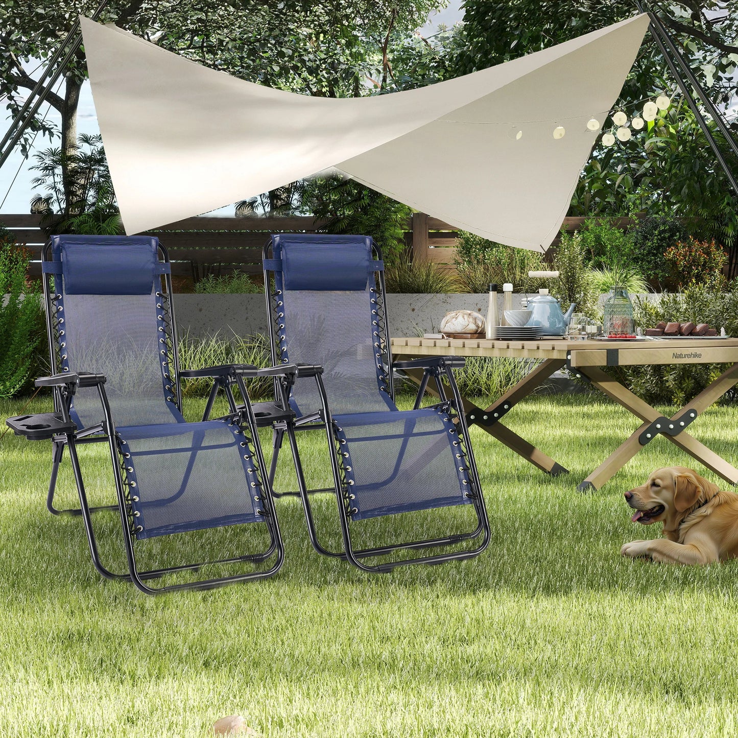 JHK Portable Zero Gravity Recliner Chairs With Cup Holders