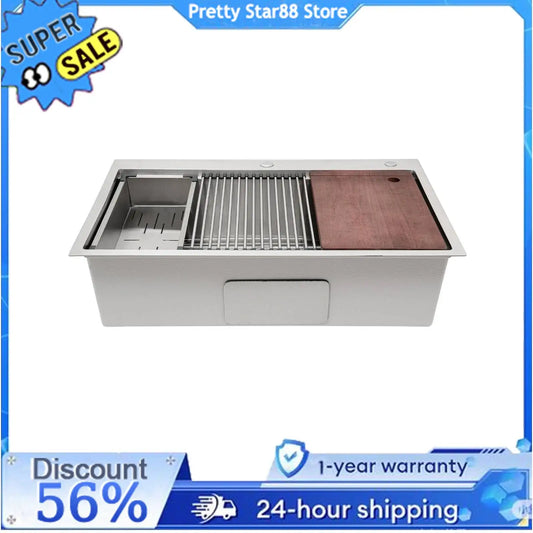 Bymaocar 304 Stainless Steel Kitchen Sink Drop In Single Bowl