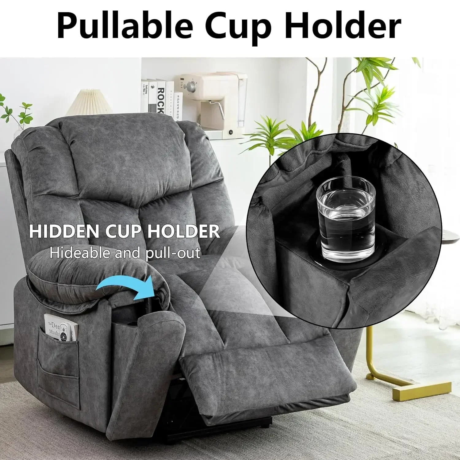 Recliner Chair with Swivel Glider Base for Living Room, Overstuffed Rocker Recliner with Foldable Armrest & Hidden, Customized by S And B Enterprise