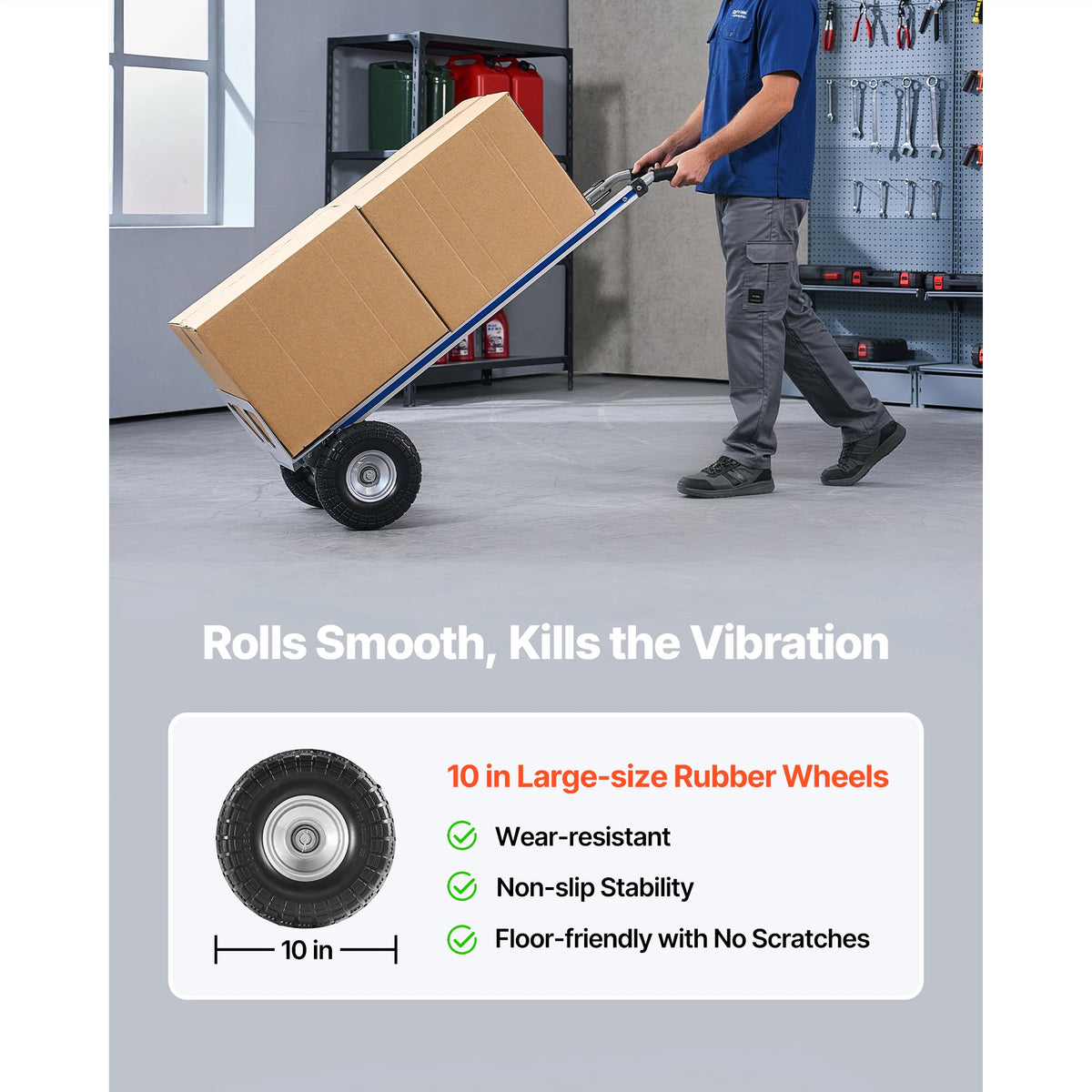 SucceBuy 500LBS Hand Truck Dolly with Non-Slip Wheels & Tie-down Strap Aluminum Alloy Portable Trolley for Moving Home Warehouse