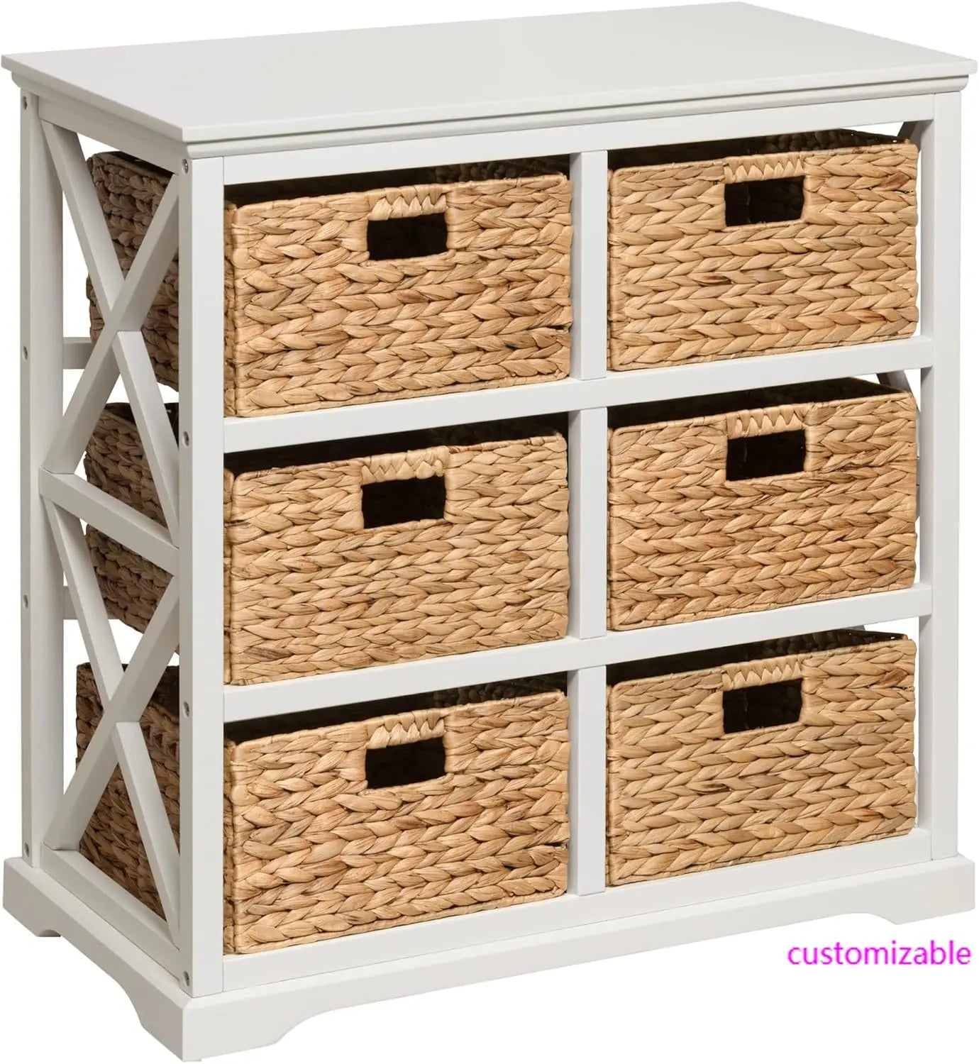 XMSJ Hampton Meadows 3-Tier X-Side End Storage Cabinet With Baskets