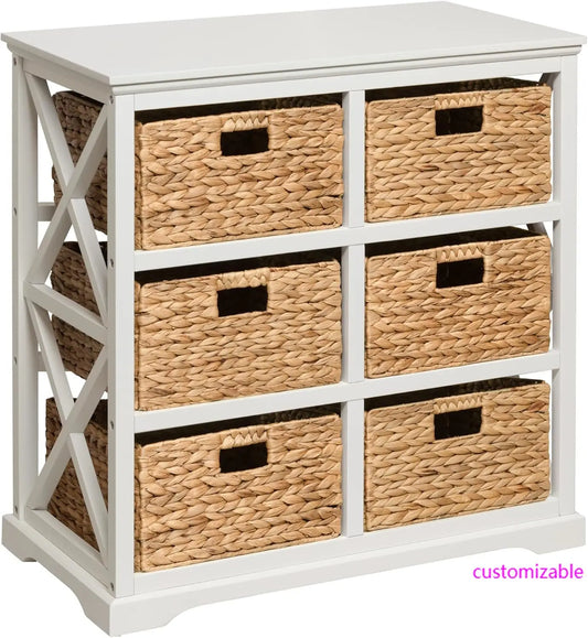 XMSJ Hampton Meadows 3-Tier X-Side End Storage Cabinet With Baskets
