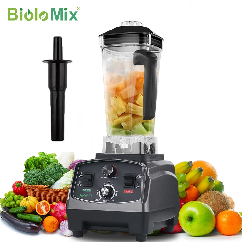 BioloMix blender with 2L BPA-free jar, black base, heavy-duty 3HP 2200W timer