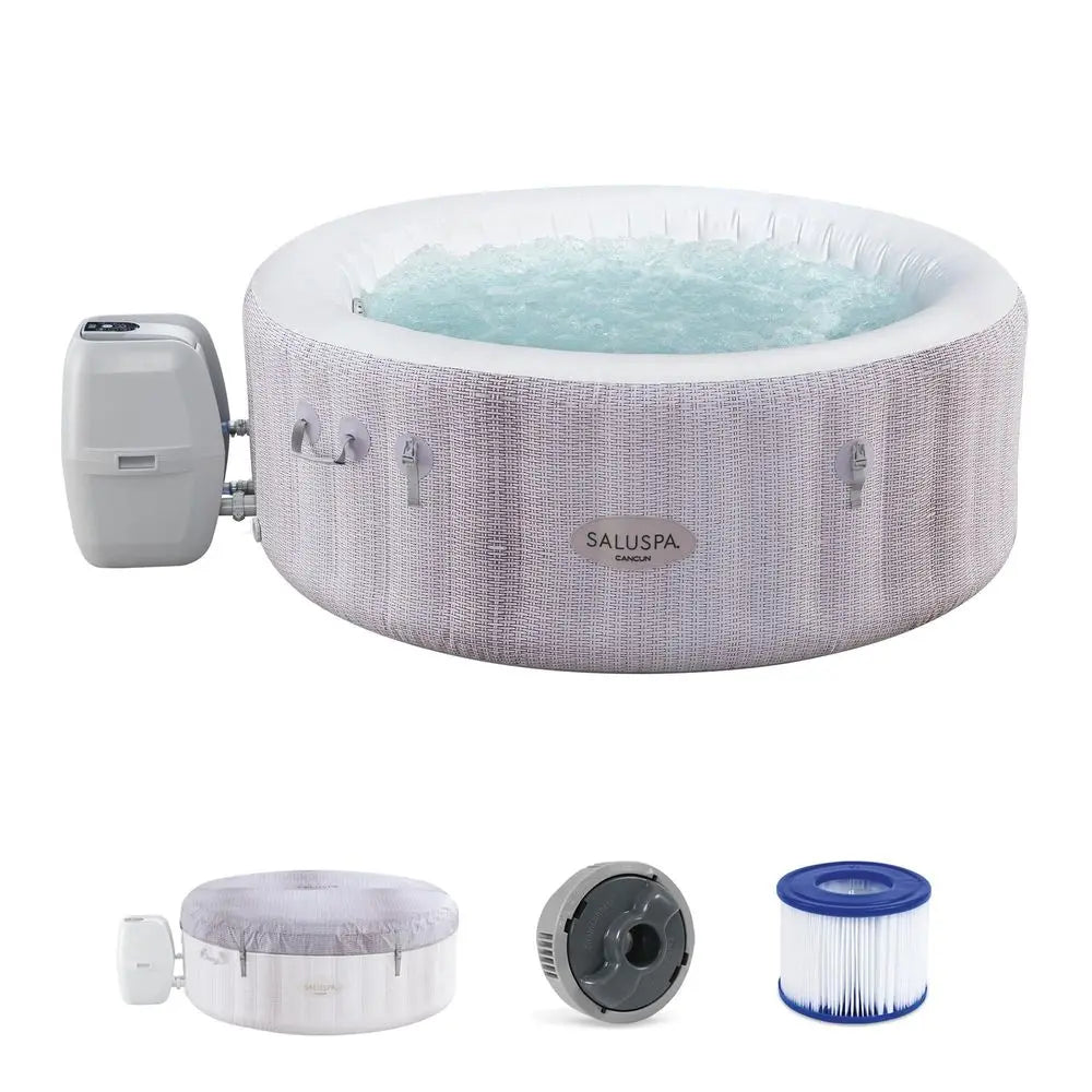 SaluSpa Cancun Inflatable Hot Tub Round With 120 Air Jets by S And B Enterprise