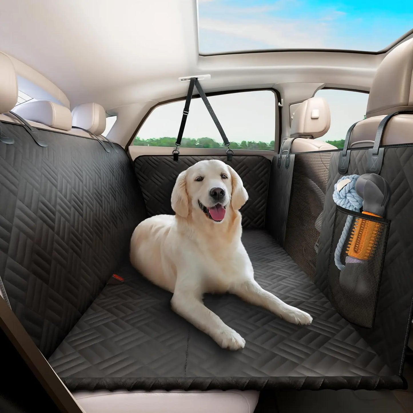 NONECN Car Rear Seat Dog Hammock Extender Heavy Duty Washable