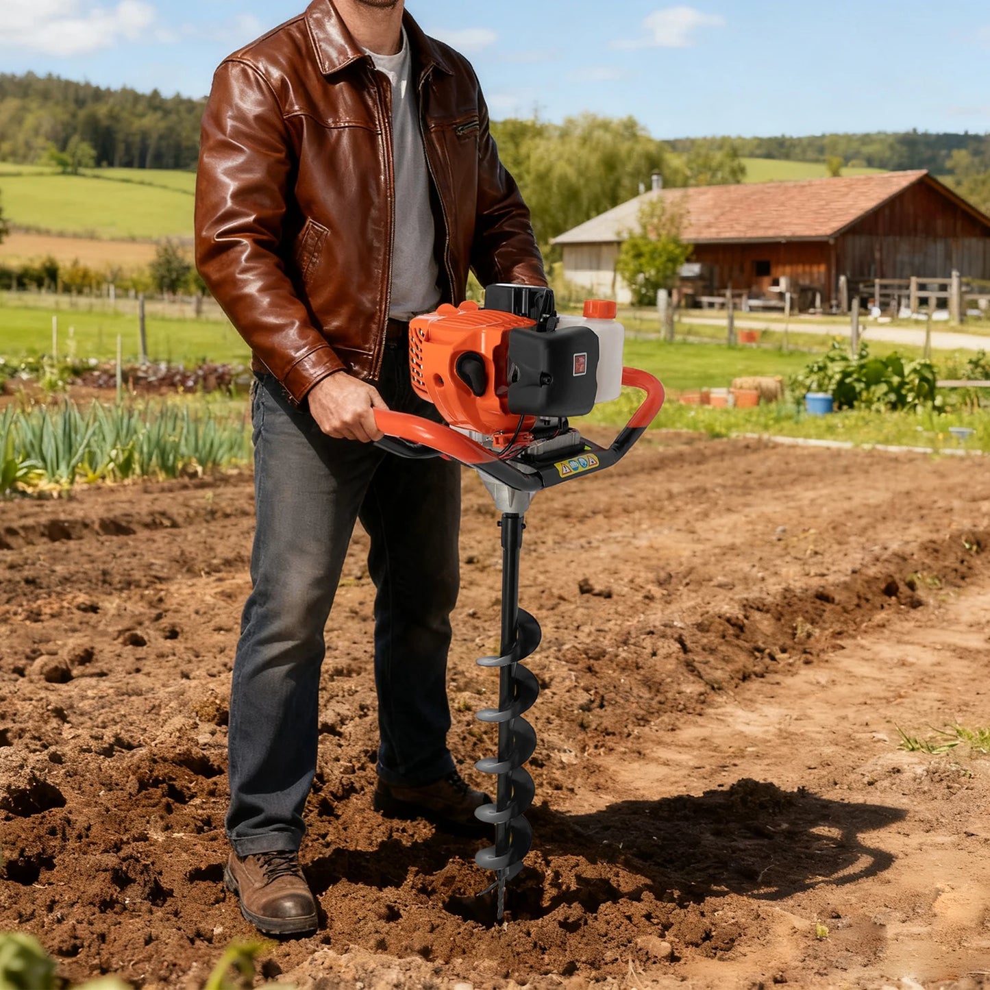 Gas Powered Post Hole Digger With Carbon Steel Bits by S And B Enterprise